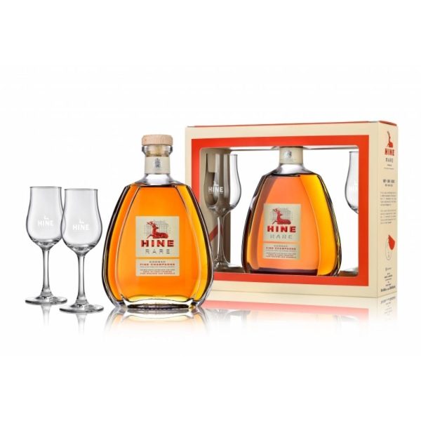 Pachet Cadou Hine Rare Fine Champagne Cognac + 2 Pahare 0.7L